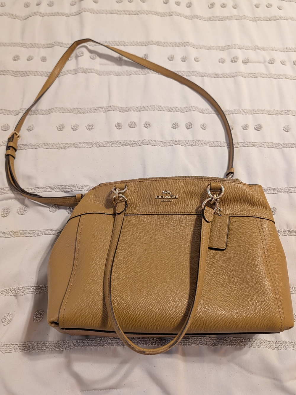 Coach Tan Pebbled Leather Shoulder Satchel